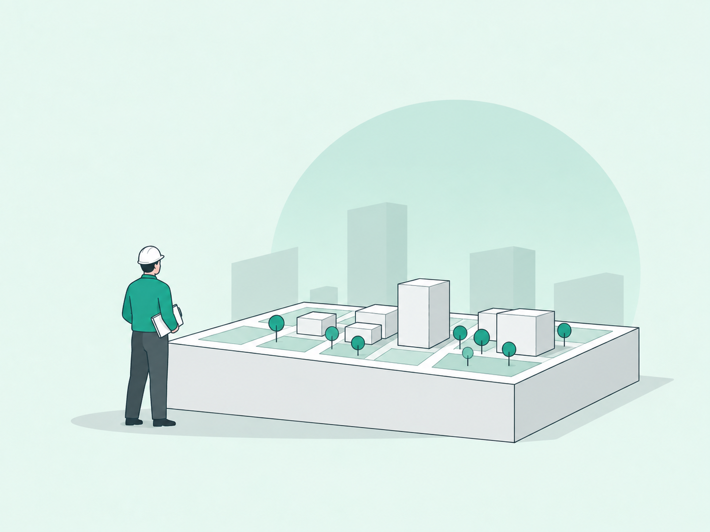 Illustration of buildings and infrastructure built with UHPC