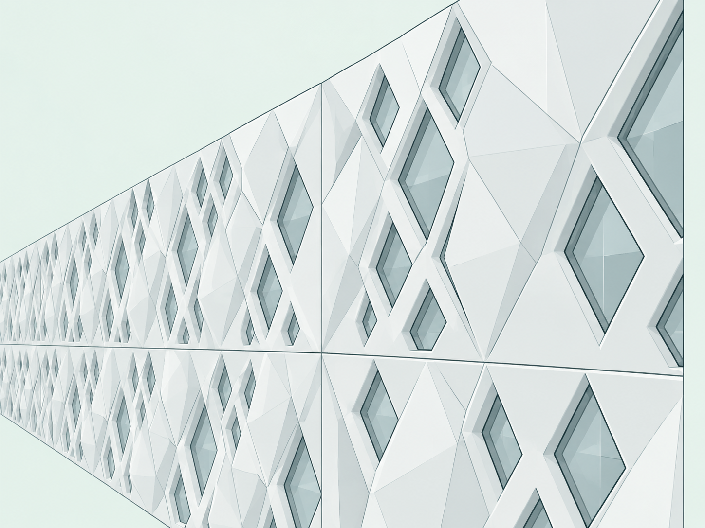 Perforated UHPC facade panels with a geometric pattern
