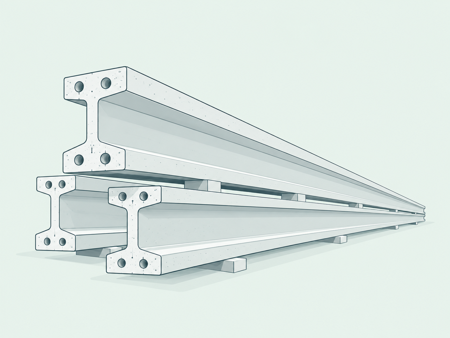 Slender UHPC precast I-beams for load-bearing structures